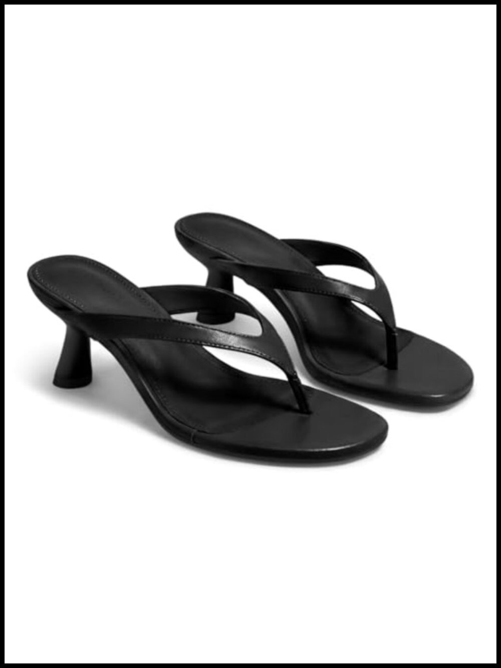 Coutgo Womens Kitten Heels Sandals 2.6 Inch Faux Leather Thong Slides Summer